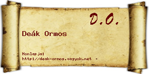 Deák Ormos névjegykártya